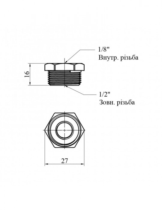 Футорка LexLine 1/2"хМ10 ЗВ під датчик температури латунна УК0700-В | купити | SilverGoose.com.ua.com.ua