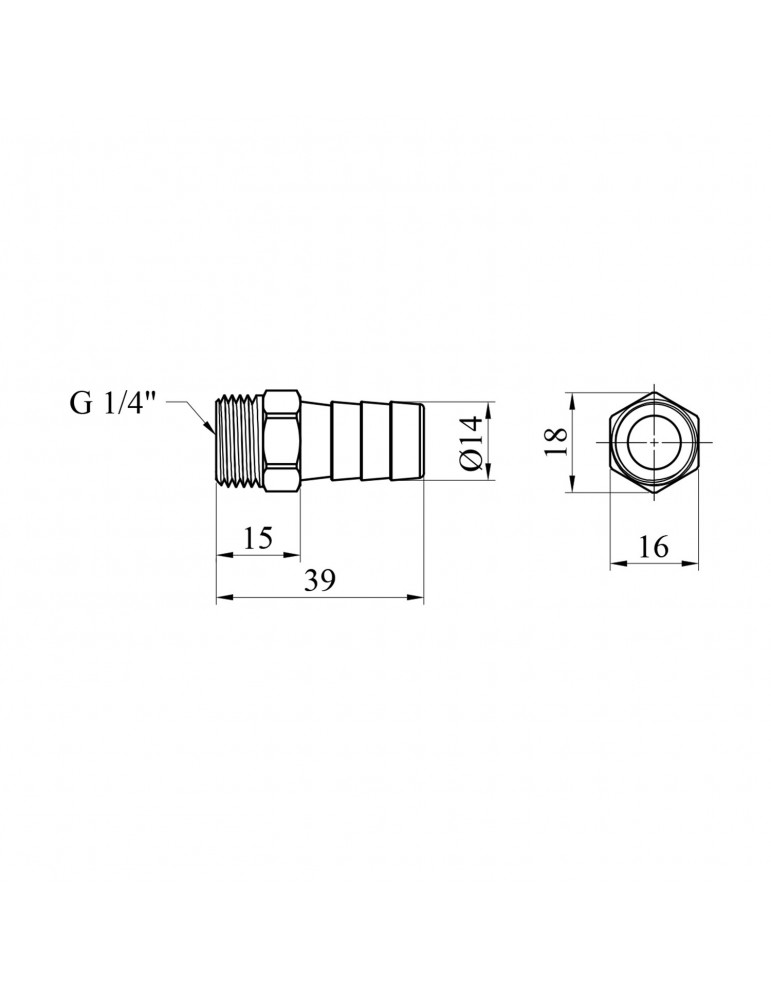 Штуцер LexLine 1/4" РЗ, D14 латунний УК0001-4 | купити | SilverGoose.com.ua.com.ua