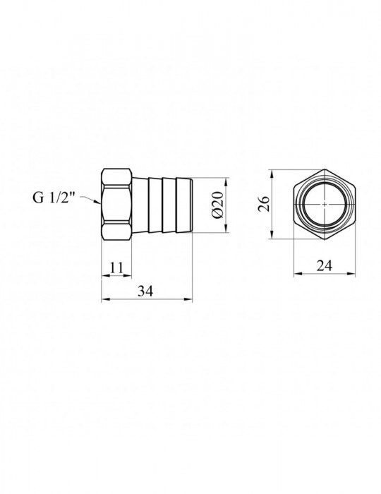 Штуцер LexLine 1/2" РВ, D20 латунний УК0002-8 | купити | SilverGoose.com.ua.com.ua