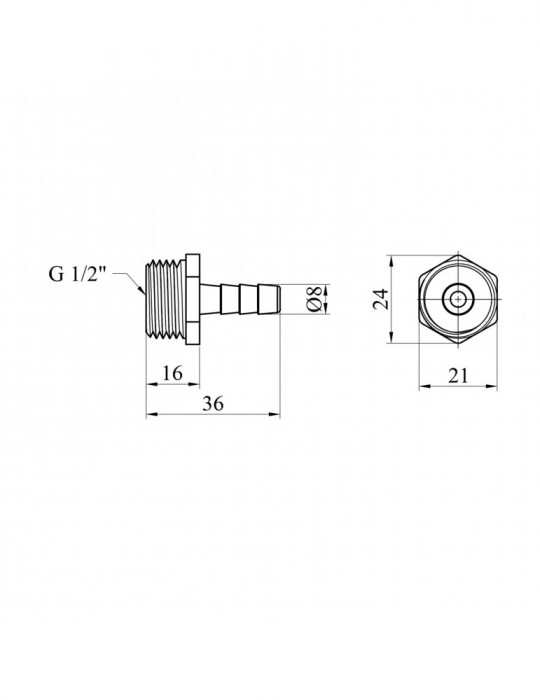 Штуцер LexLine 1/2" РЗ, D8 латунний УК0008-1 | купити | SilverGoose.com.ua.com.ua