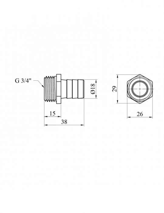 Штуцер LexLine 3/4" РЗ, D18 латунний УК0009-4 | купити | SilverGoose.com.ua.com.ua