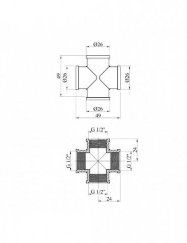 Хрестовина посилена LexLine 1/2'' ВВВВ латунна УК4601-В | купити | SilverGoose.com.ua.com.ua