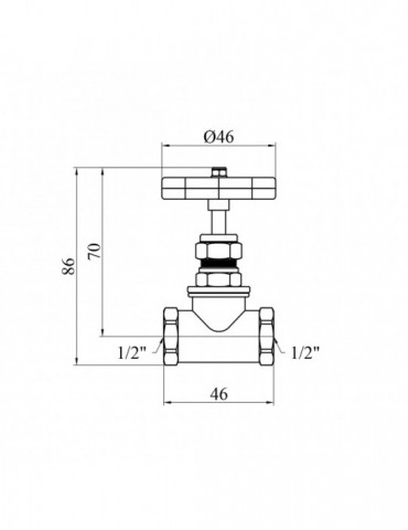 Вентиль запірний з накидною гайкою LexLine 1/2" ВВ PN16 латунний УК1111-ВГ | купити | SilverGoose.com.ua.com.ua