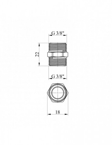 Ніпель посилений LexLine 3/8" ЗЗ нікель НК0500-Вн | купити | SilverGoose.com.ua.com.ua