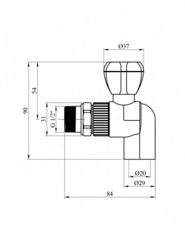 Кран радіаторний кутовий PPR Rozma 20х1/2" | купити | SilverGoose.com.ua.com.ua
