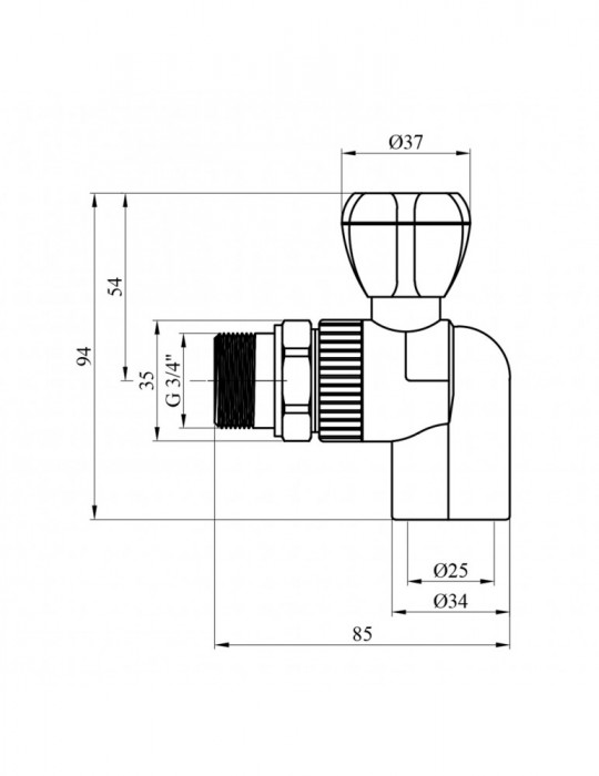 Кран радіаторний кутовий PPR Rozma 25х3/4" | купити | SilverGoose.com.ua.com.ua