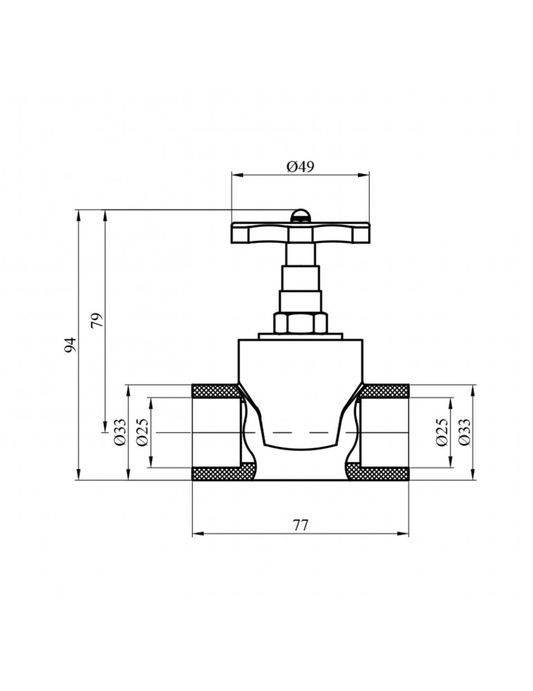 Вентиль прямоточний PPR Rozma 25 мм | купити | SilverGoose.com.ua.com.ua