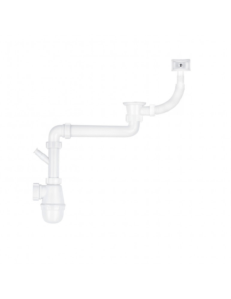 Сифон для кухонної мийки KronoPlast 1 1/2''х40 мм з різьбовим випуском зміщений з відводом для пральної машини SM86020343 | купи