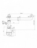 Сифон подвійний для кухонної мийки KronoPlast 1 1/2''х40 мм подвійний без випуску, зміщений з відводом для пральної машини SM500