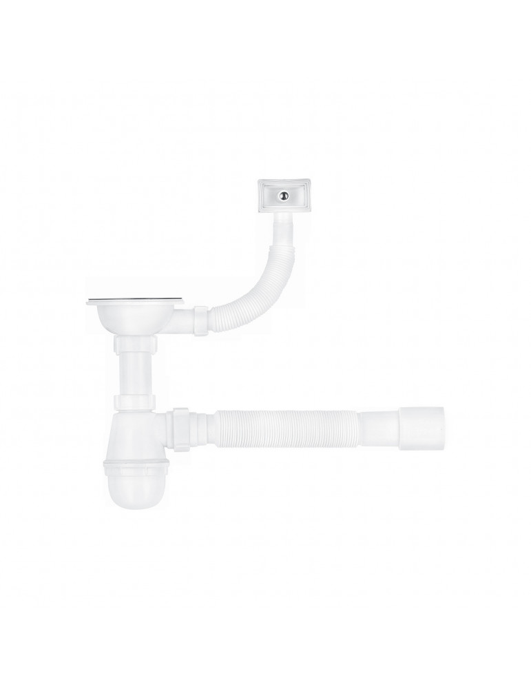 Сифон для кухонної мийки KronoPlast 3 1/2''х40 мм з різьбовим випуском, з квадратним переливом SM27010343 (EM1050) | купити | Si