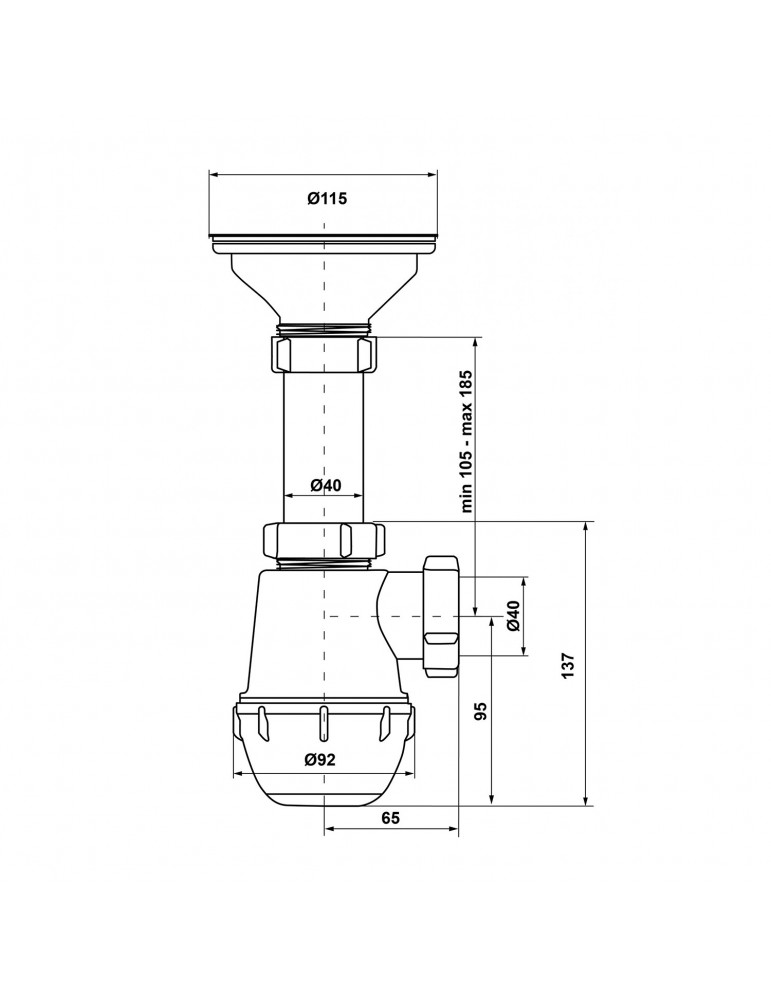 Сифон для кухонної мийки KronoPlast 3 1/2''х40 мм з різьбовим випуском SM15010000 | купити | SilverGoose.com.ua.com.ua
