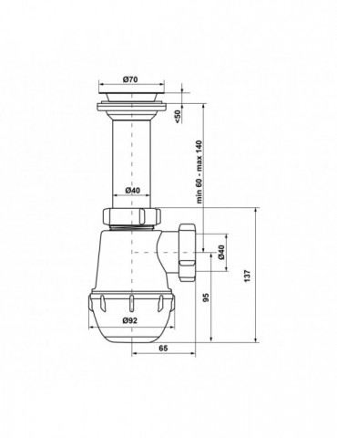 Сифон для кухонної мийки KronoPlast 1 1/2''х40 мм з литим випуском SM11000000 | купити | SilverGoose.com.ua.com.ua