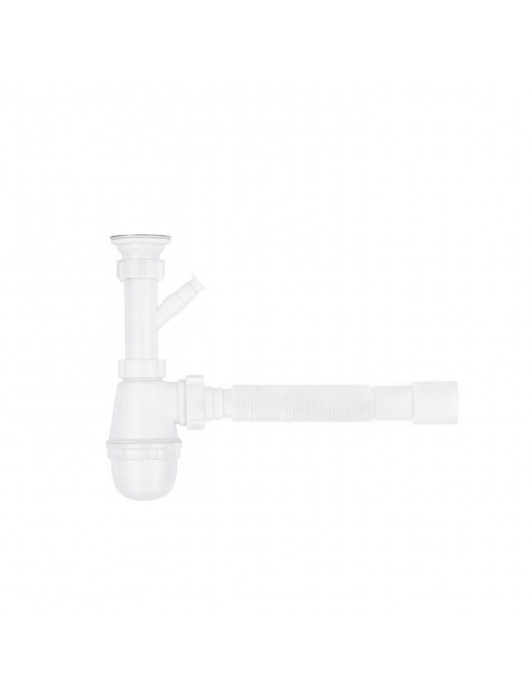 Сифон для кухонної мийки KronoPlast 1 1/2''х40 мм з литим випуском, відводом для пральної машини SM13000043 (М1550) | купити | S