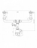 Сифон подвійний для кухонної мийки KronoPlast 1 1/2''х40 мм різнорівневий з різьбовими випусками, відводом для пральної машини S