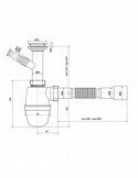 Сифон для раковини KronoPlast 1 1/2''х40 мм з литим випуском і відведенням для пральної машини SY13000043 (У1550) | купити | Sil
