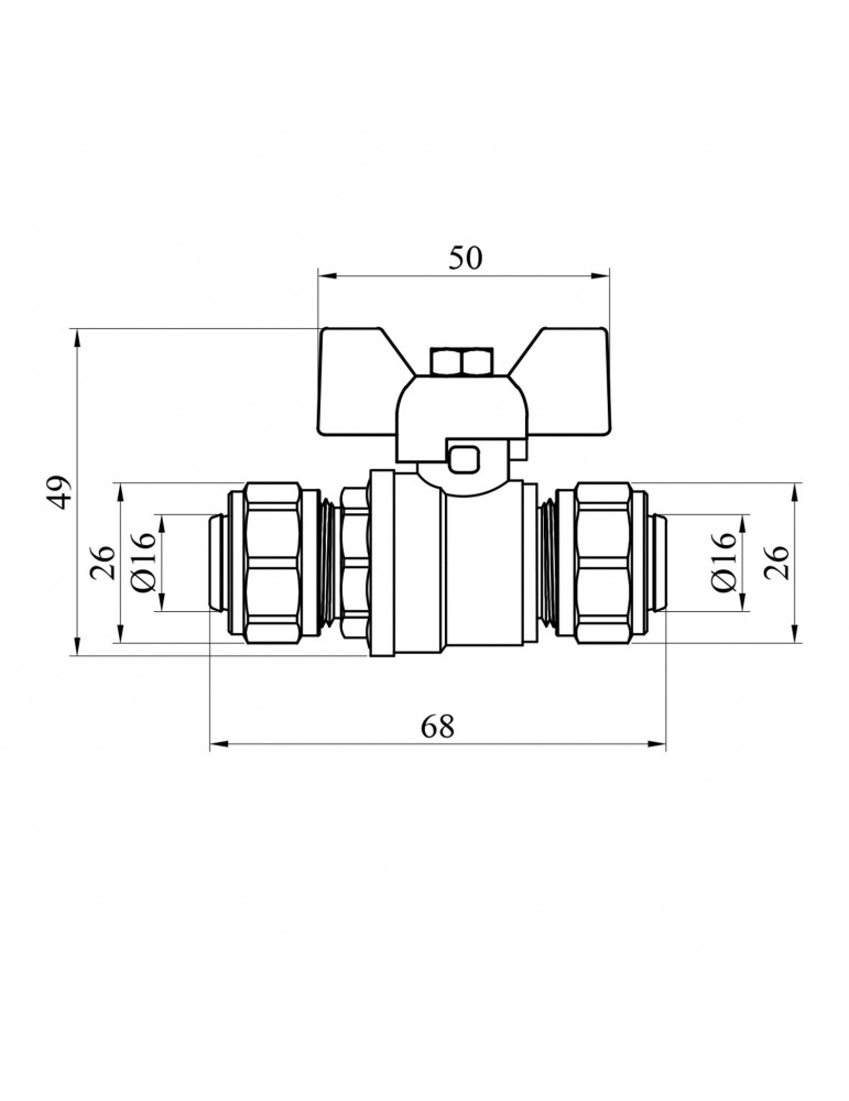 Кран кульовий металопластиковий Karro 16х16 | купити | SilverGoose.com.ua.com.ua