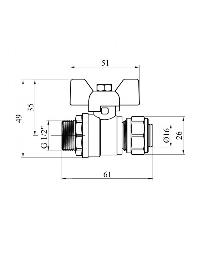 Кран кульовий металопластиковий Karro 16х1/2" РЗ | купити | SilverGoose.com.ua.com.ua