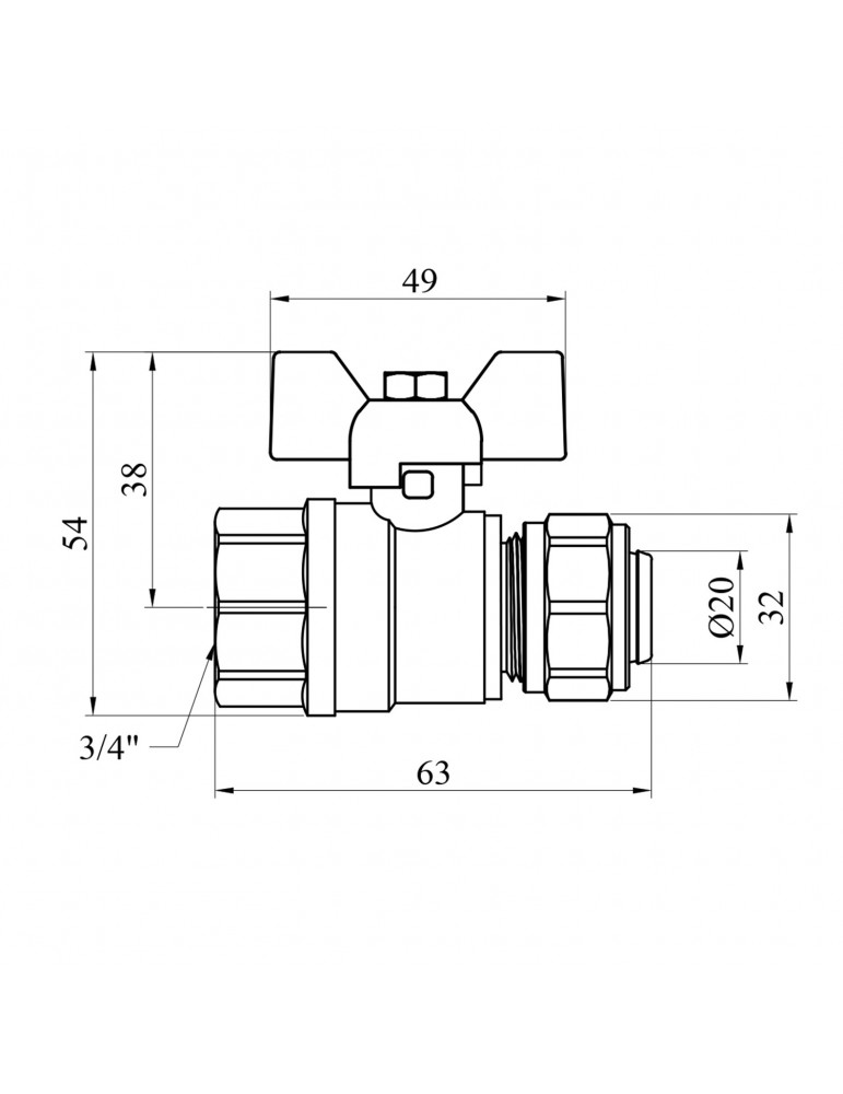 Кран кульовий металопластиковий Karro 20х3/4" РВ | купити | SilverGoose.com.ua.com.ua