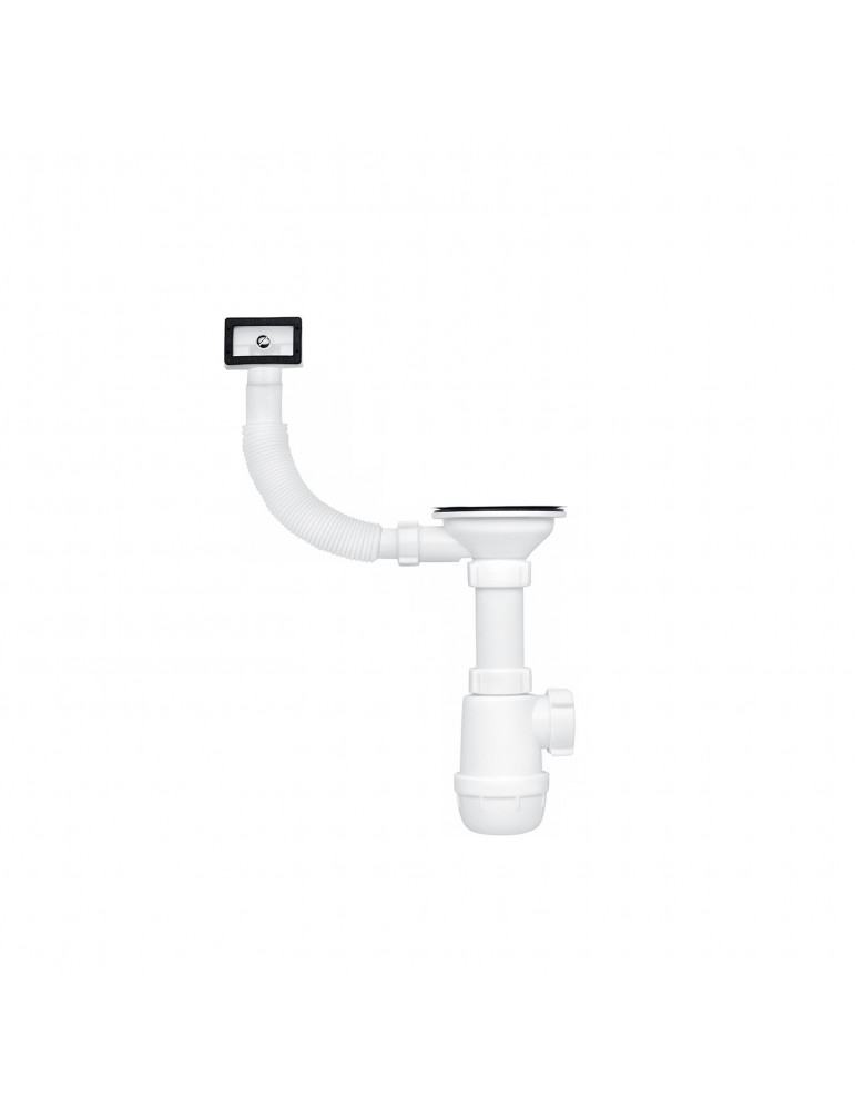 Сифон для кухонної мийки ANIplast 3 1/2''х40 мм з різьбовим випуском, з прямокутним переливом А0145SEU | купити | SilverGoose.co