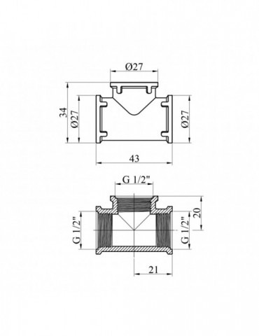 Трійник STA (DN) 15 ВВВ латунний | купити | SilverGoose.com.ua.com.ua