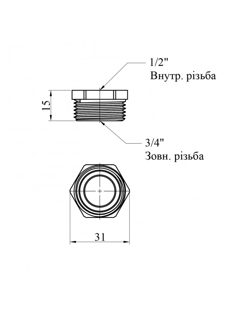 Футорка STA (DN) 15х20 ВЗ латунна | купити | SilverGoose.com.ua.com.ua