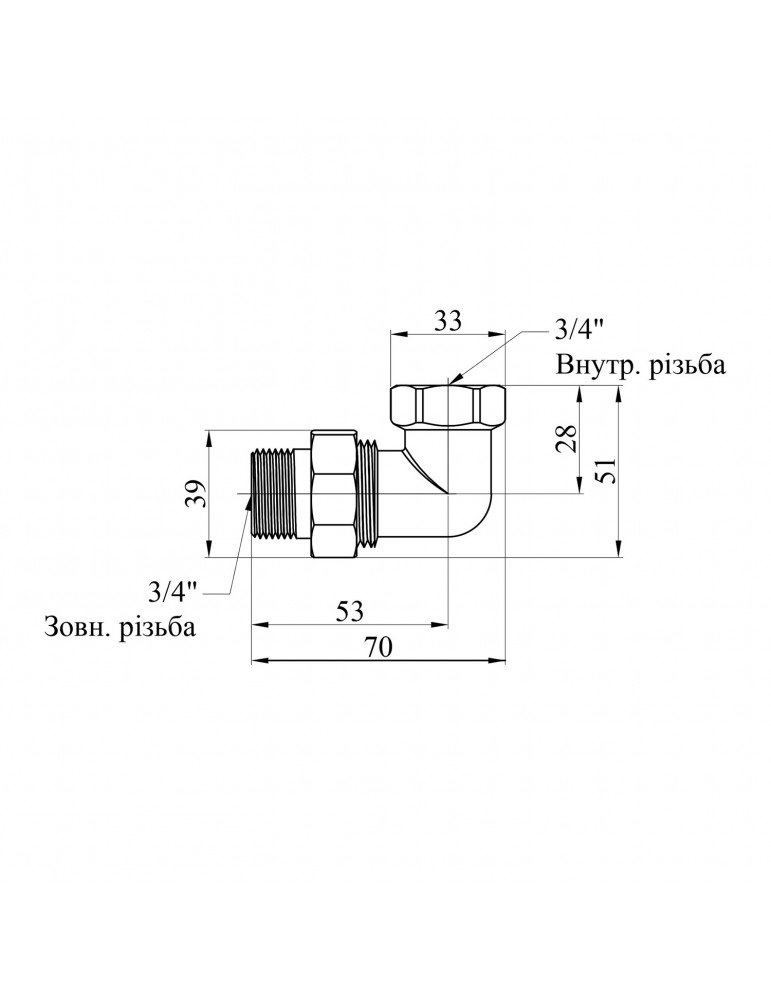 Згін-американка кутова STA (DN) 20 ВЗ нікель | купити | SilverGoose.com.ua.com.ua