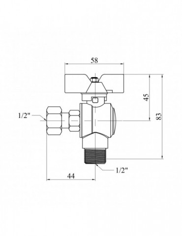Кран кульовий з накидною гайкою кутовий Karro 1/2" ВЗ PN30 | купити | SilverGoose.com.ua.com.ua