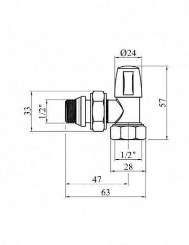 Кран вентильний радіаторний STA 1/2" ВЗ під шестигранник з системою антіпротечка кутовий, нікель | купити | SilverGoose.com.ua.c