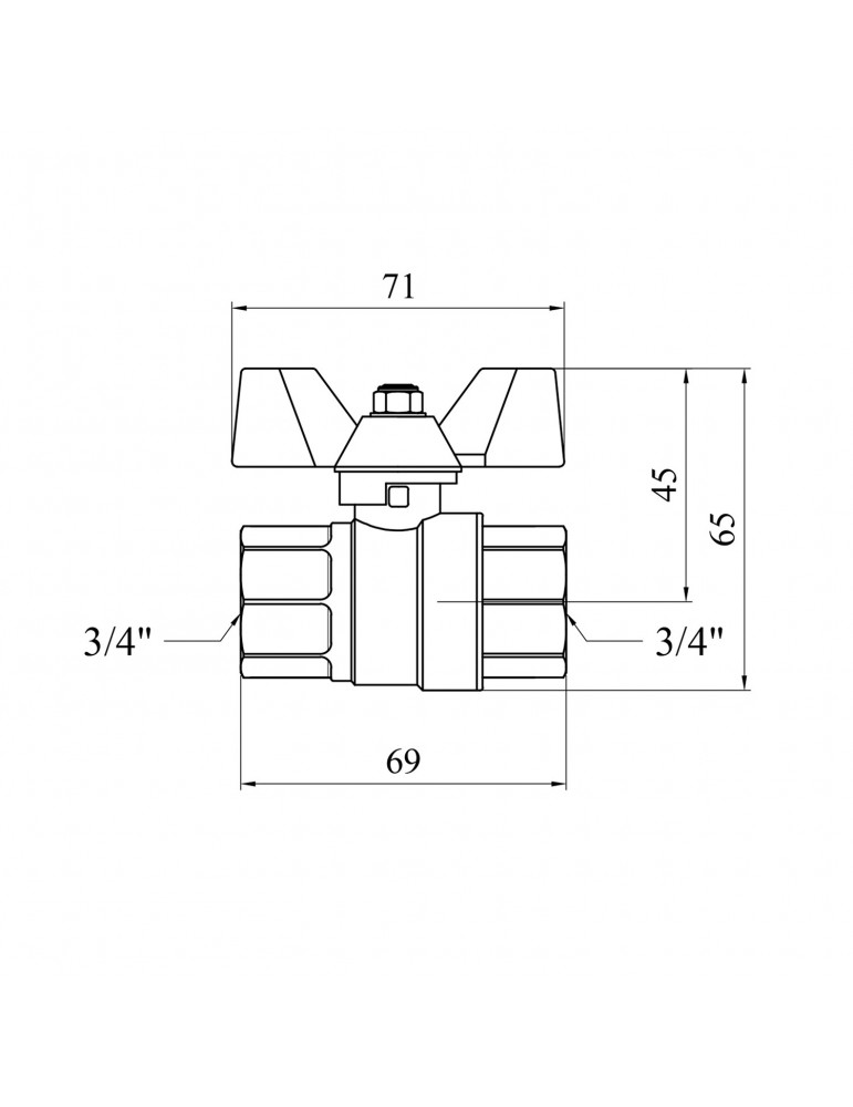 Кран кульовий Karro "Premium" 3/4" ВВ PN40 метелик | купити | SilverGoose.com.ua.com.ua
