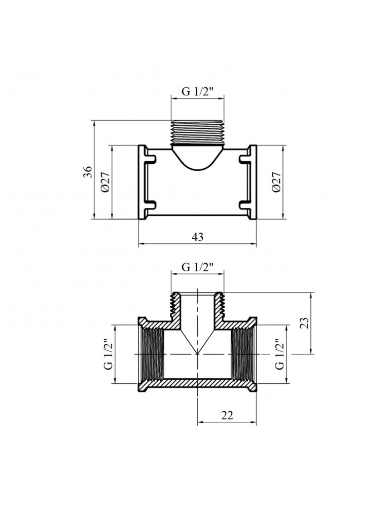 Трійник STA (DN) 15 ВЗВ латунний | купити | SilverGoose.com.ua.com.ua