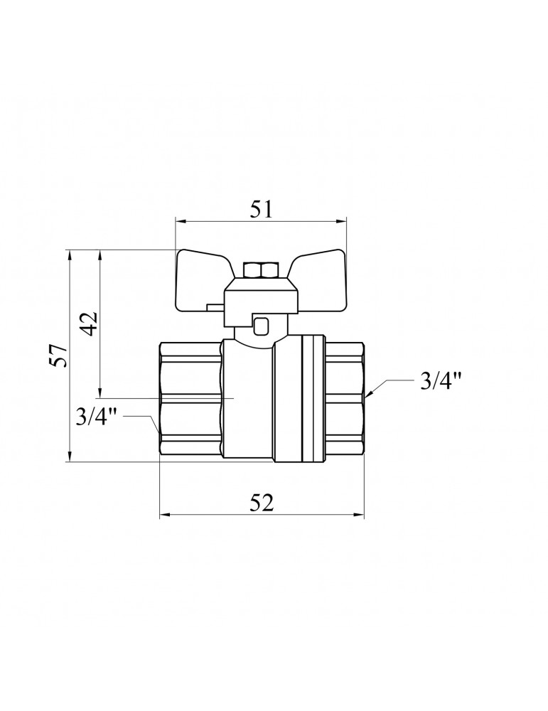 Кран кульовий Karro "Standart" 3/4" ВВ PN30 метелик | купити | SilverGoose.com.ua.com.ua