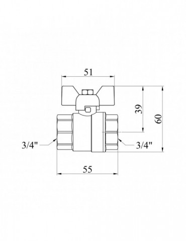Кран кульовий Karro "Standart+" 3/4" ВВ PN40 метелик | купити | SilverGoose.com.ua.com.ua