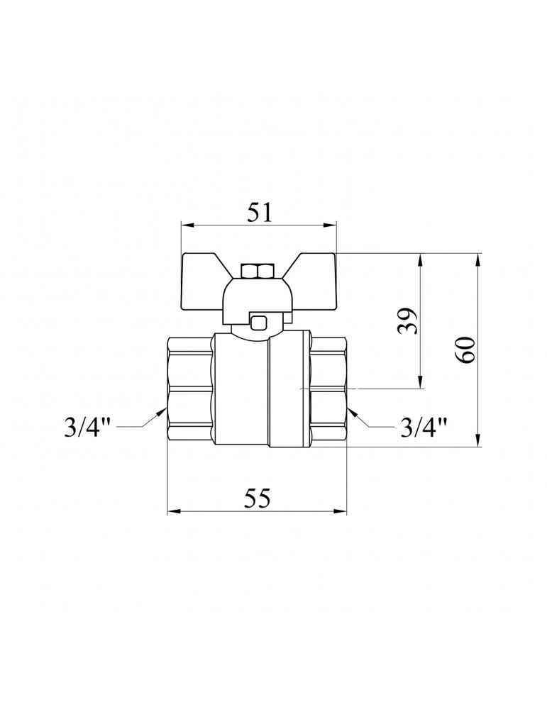 Кран кульовий Karro "Standart+" 3/4" ВВ PN40 метелик | купити | SilverGoose.com.ua.com.ua