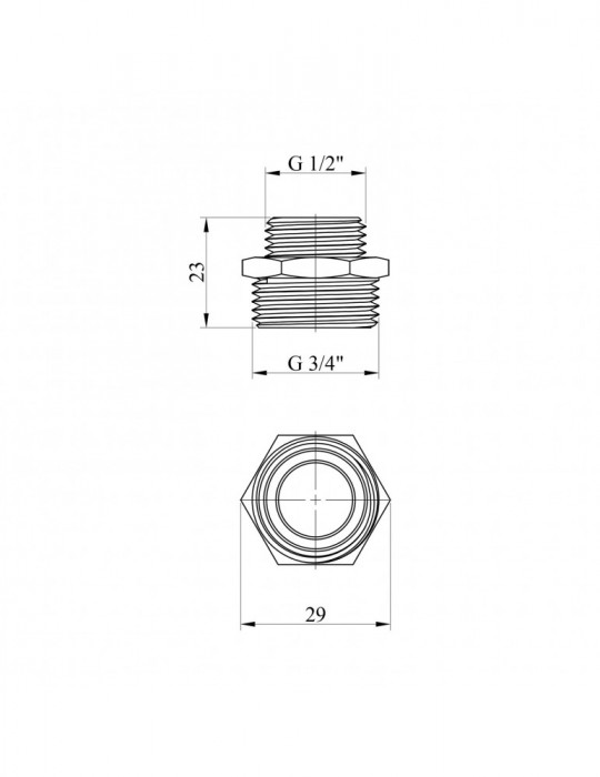 Ніпель перехідний Karro 3/4"х1/2" ЗЗ нікельований | купити | SilverGoose.com.ua.com.ua