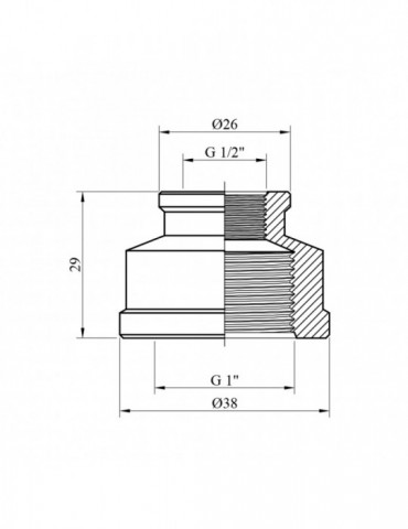 Муфта перехідна Karro 1"х1/2" ВВ нікельована | купити | SilverGoose.com.ua.com.ua