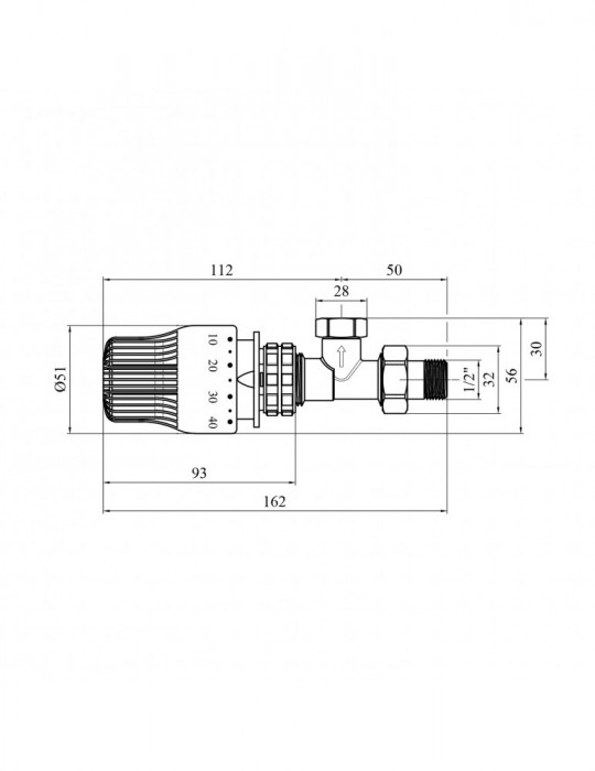 Кран термостатичний кутовий з термоголовкою Karro RTL 1/2" KR-2003+2152 | купити | SilverGoose.com.ua.com.ua
