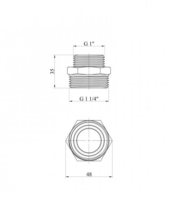 Ніпель перехідний Karro 1 1/4"х1" ЗЗ нікельований | купити | SilverGoose.com.ua.com.ua