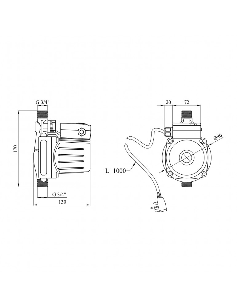 Насос для підвищення тиску Forwater UPA 15-100-Z з гайками | купити | SilverGoose.com.ua.com.ua