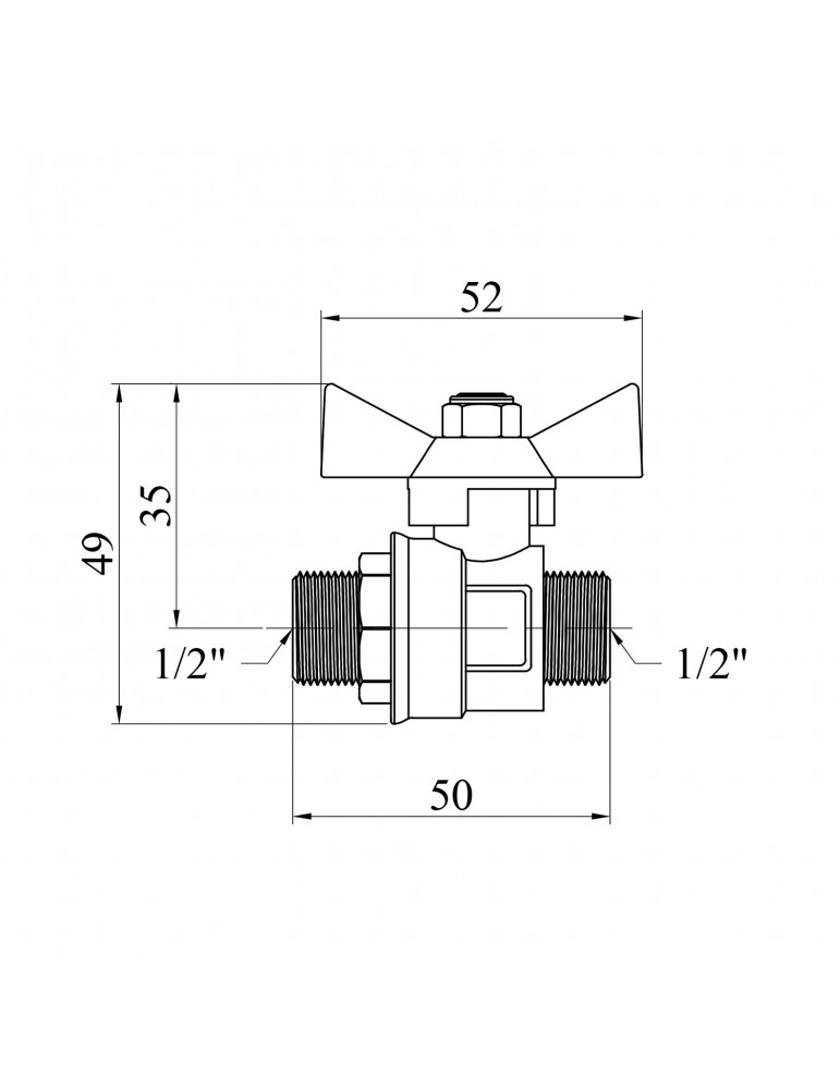 Кран кульовий STA (DN) 15 ЗЗ PN30 метелик, латунь | купити | SilverGoose.com.ua.com.ua
