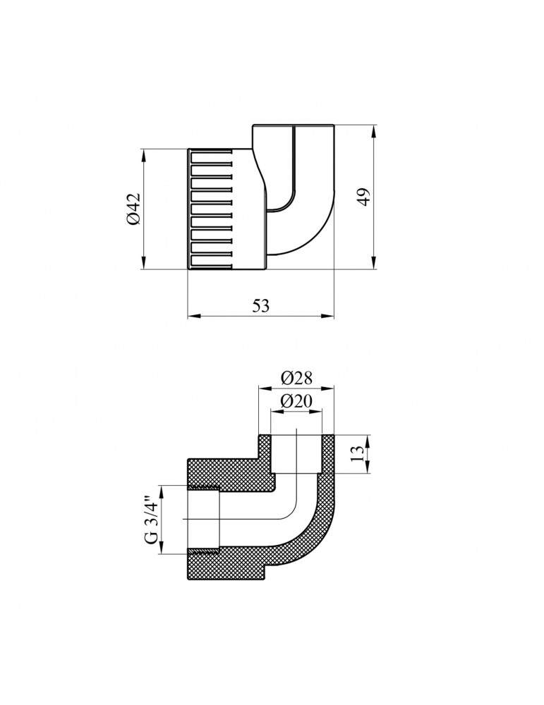 Коліно PPR GrandiTherm 20х3/4" РВ | купити | SilverGoose.com.ua.com.ua