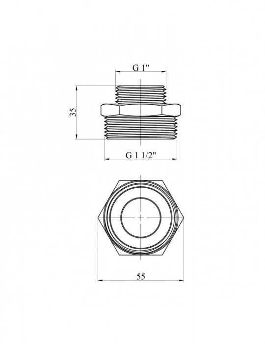 Ніпель перехідний Karro 1 1/2"х1" ЗЗ нікельований | купити | SilverGoose.com.ua.com.ua