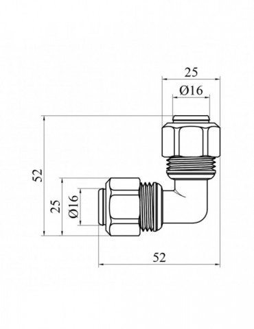 Коліно металопластикове Karro 16x16 KR-0630 | купити | SilverGoose.com.ua.com.ua