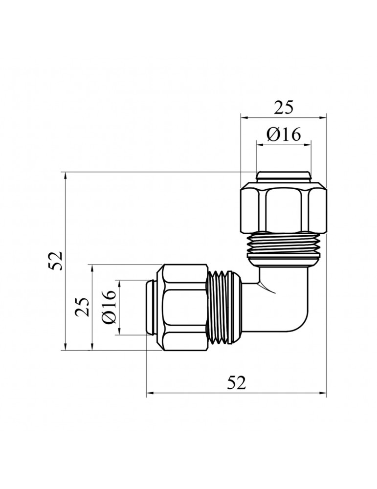 Коліно металопластикове Karro 16x16 KR-0630 | купити | SilverGoose.com.ua.com.ua