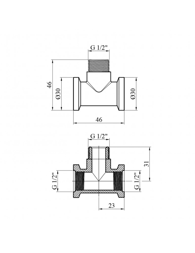 Трійник STA "Premium" (DN) 15 ВЗВ нікель | купити | SilverGoose.com.ua.com.ua