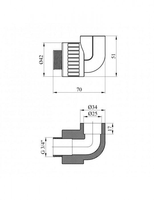 Коліно PPR GrandiTherm 25х3/4" РЗ | купити | SilverGoose.com.ua.com.ua