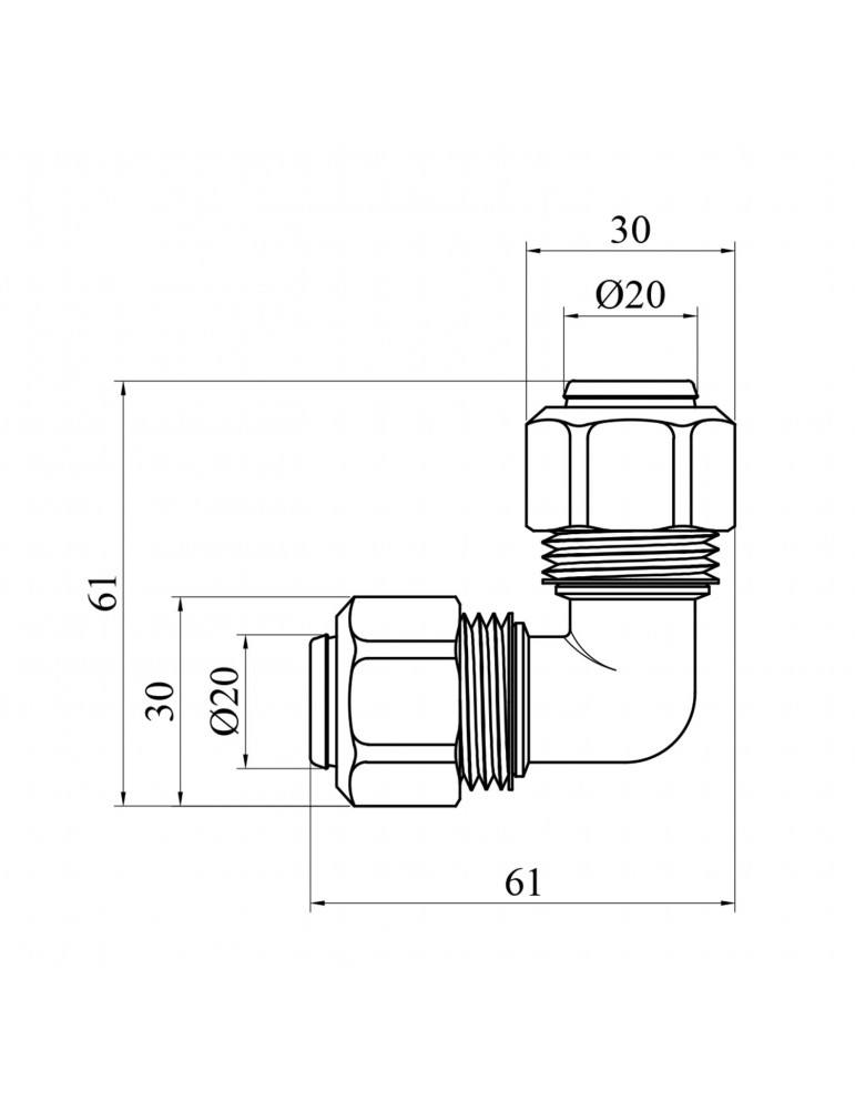Коліно металопластикове Karro 20x20 KR-0631 | купити | SilverGoose.com.ua.com.ua
