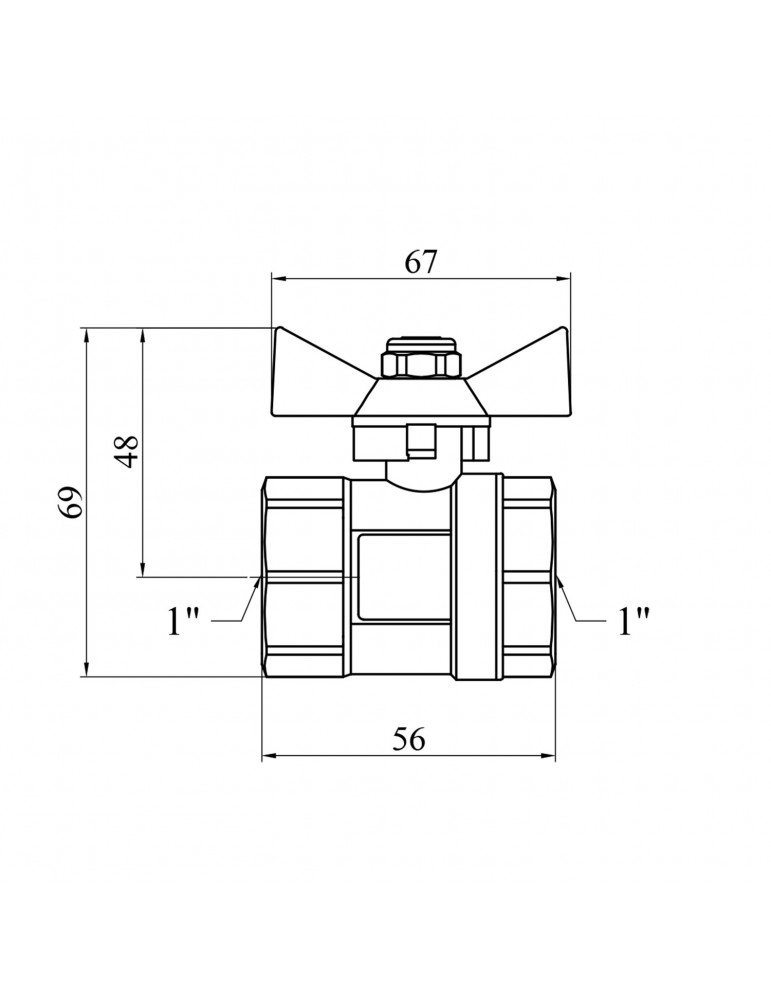 Кран кульовий STA (DN) 25 ВВ PN30 метелик, латунь | купити | SilverGoose.com.ua.com.ua