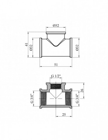 Трійник перехідний Karro 3/4"х1/2"х3/4" ВВВ нікельований | купити | SilverGoose.com.ua.com.ua