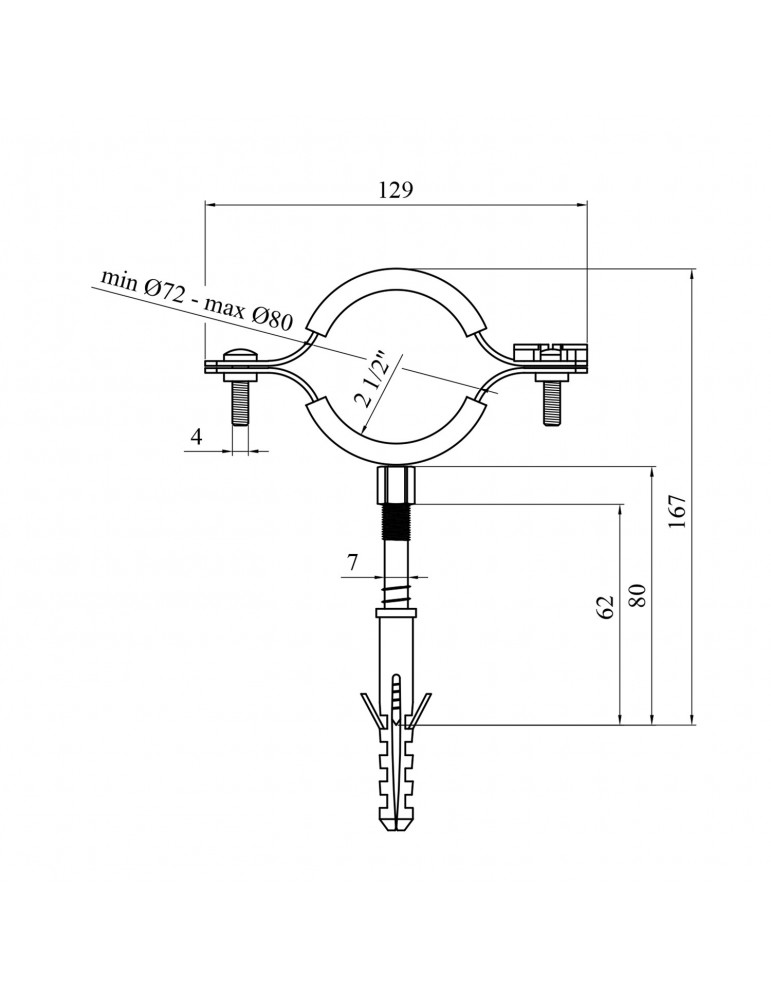 Хомут зі шпилькою в зборі Karro 2 1/2" 72-80 мм металевий | купити | SilverGoose.com.ua.com.ua