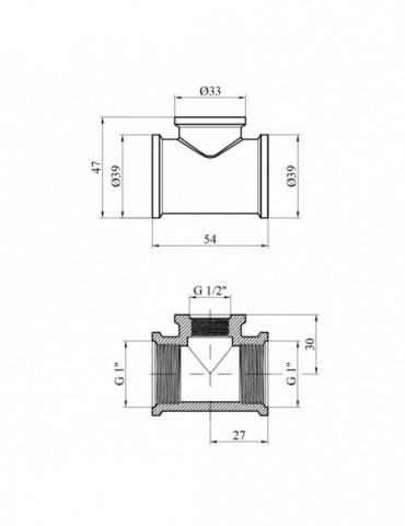 Трійник перехідний Karro 1"х1/2"х1" ВВВ нікельований | купити | SilverGoose.com.ua.com.ua